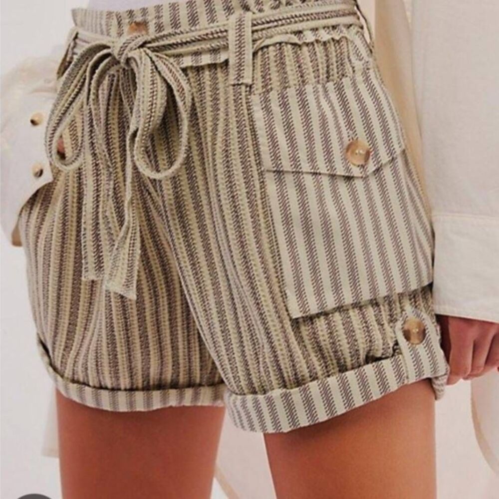 Free People One Harriet Striped Shorts